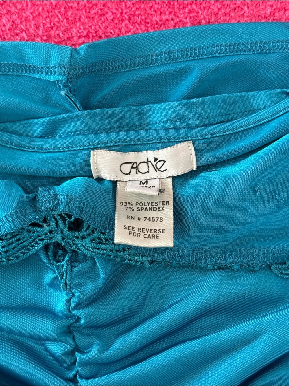 Cache Teal Lace-Detail Ruched Cami - Picture 4 of 4